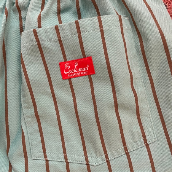 Cookman Chef Wear Striped Pants - Mint Green & Brown Pinstripe (Size L) - Picture 7 of 7